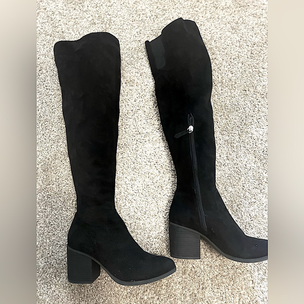 BP over the knee black suede boots Size 7